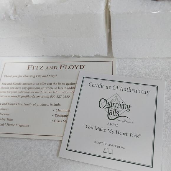 Charming Tails “You‎ Make My Heart Tick” Mouse Ladybug Clock Fitz & Floyd - Picture 4 of 4